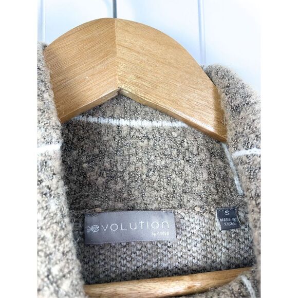 Evolution by Cyrus Windowpane Tan and White Turtleneck Sweater Size S Norta Plai - Picture 3 of 10